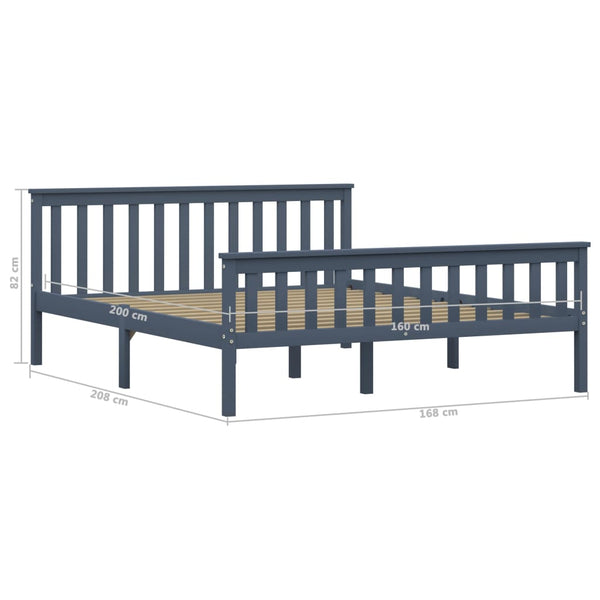 vidaXL Solid Wood Bed Grey Pine 160x200 cm