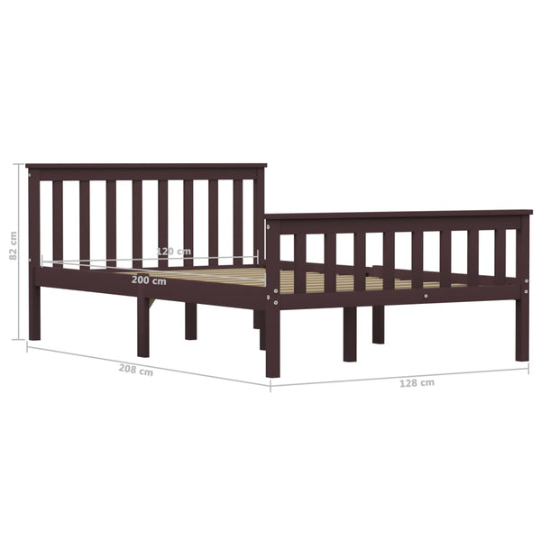 vidaXL Solid Wood Bed Dark Brown Pine 120x200 cm