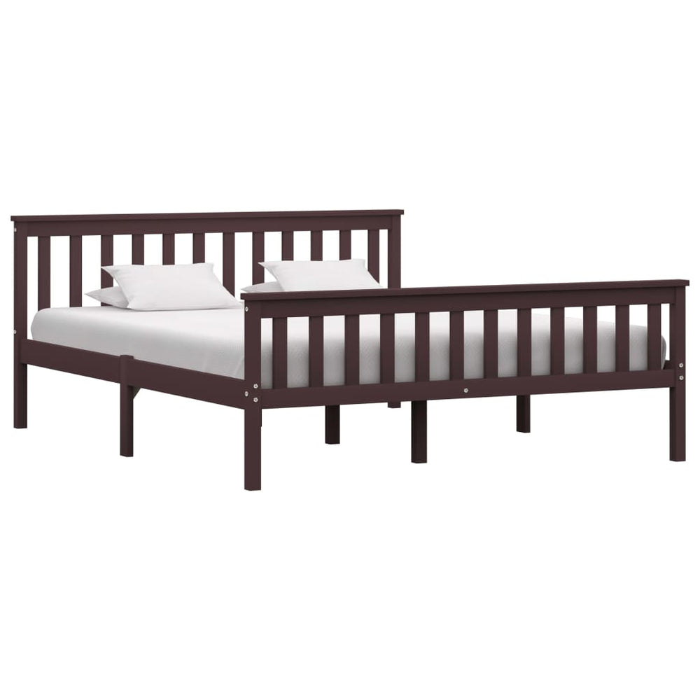 vidaXL Solid Wood Bed Dark Brown Pine 160x200 cm