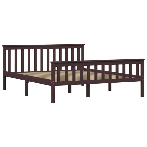 vidaXL Solid Wood Bed Dark Brown Pine 160x200 cm