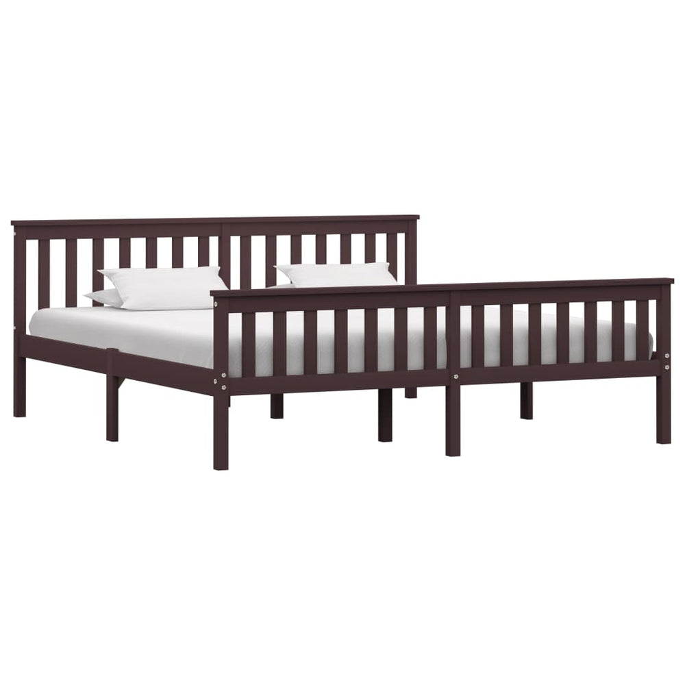 vidaXL Solid Wood Bed Dark Brown Pine 180x200 cm