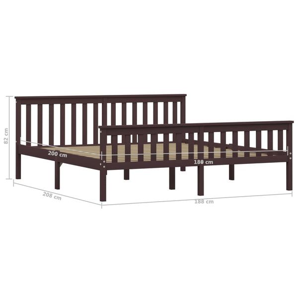 vidaXL Solid Wood Bed Dark Brown Pine 180x200 cm
