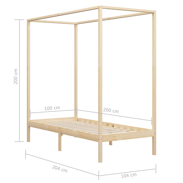 vidaXL Four-Poster Bed Frame Solid Pine 100 x 200 cm