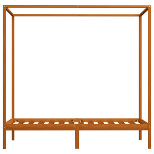 vidaXL Four-Poster Bed Frame Honey Brown Solid Pine Wood 90 x 200 cm