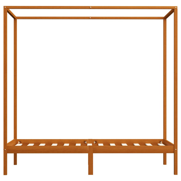 vidaXL Four-Poster Bed Frame Honey Brown Solid Pine Wood 90 x 200 cm