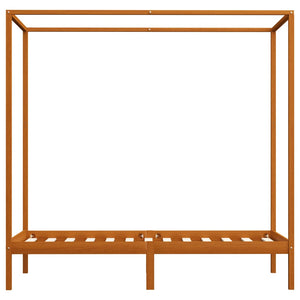 vidaXL Four-Poster Bed Frame Honey Brown Solid Pine Wood 100 x 200 cm
