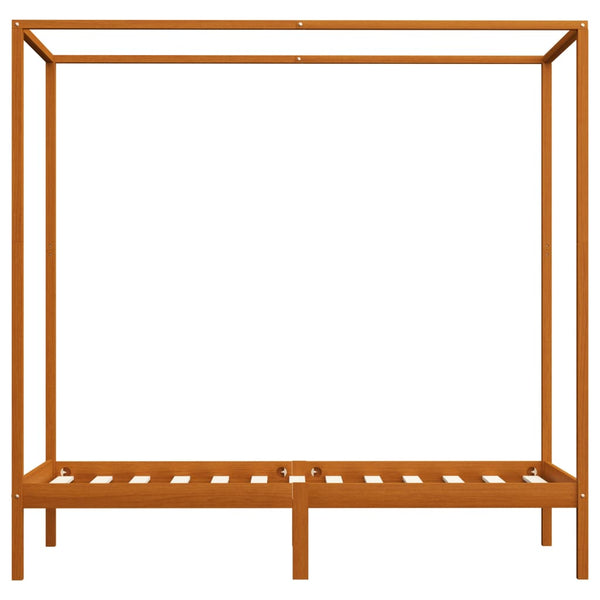 vidaXL Four-Poster Bed Frame Honey Brown Solid Pine Wood 100 x 200 cm