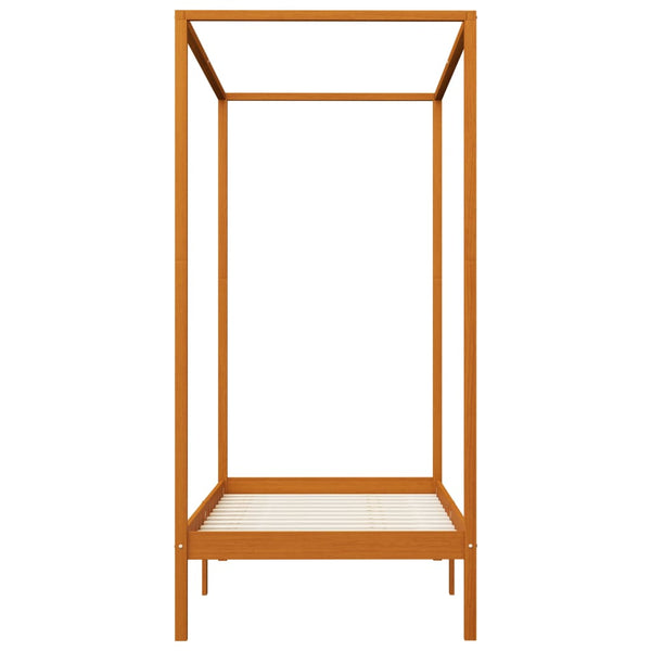 vidaXL Four-Poster Bed Frame Honey Brown Solid Pine Wood 100 x 200 cm