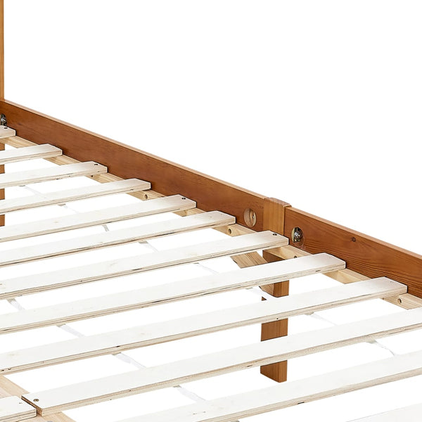vidaXL Four-Poster Bed Frame Honey Brown Solid Pine Wood 100 x 200 cm