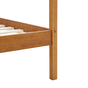 vidaXL Four-Poster Bed Frame Honey Brown Solid Pine Wood 100 x 200 cm