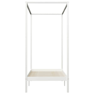 vidaXL Four-Poster Bed Frame White Solid Pine Wood 90 x 200 cm