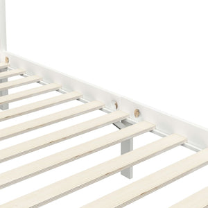 vidaXL Four-Poster Bed Frame White Solid Pine Wood 90 x 200 cm
