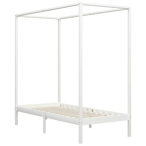 vidaXL Canopy Bed Frame White Solid Pine Wood 100 x 200 cm