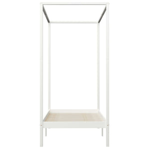 vidaXL Canopy Bed Frame White Solid Pine Wood 100 x 200 cm