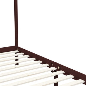 vidaXL Four-Poster Bed Frame Dark Brown Solid Pine Wood 100 x 200 cm