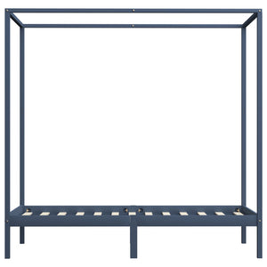 Himmelbett-Gestell Grau Massivholz Kiefer 90 x 200 cm