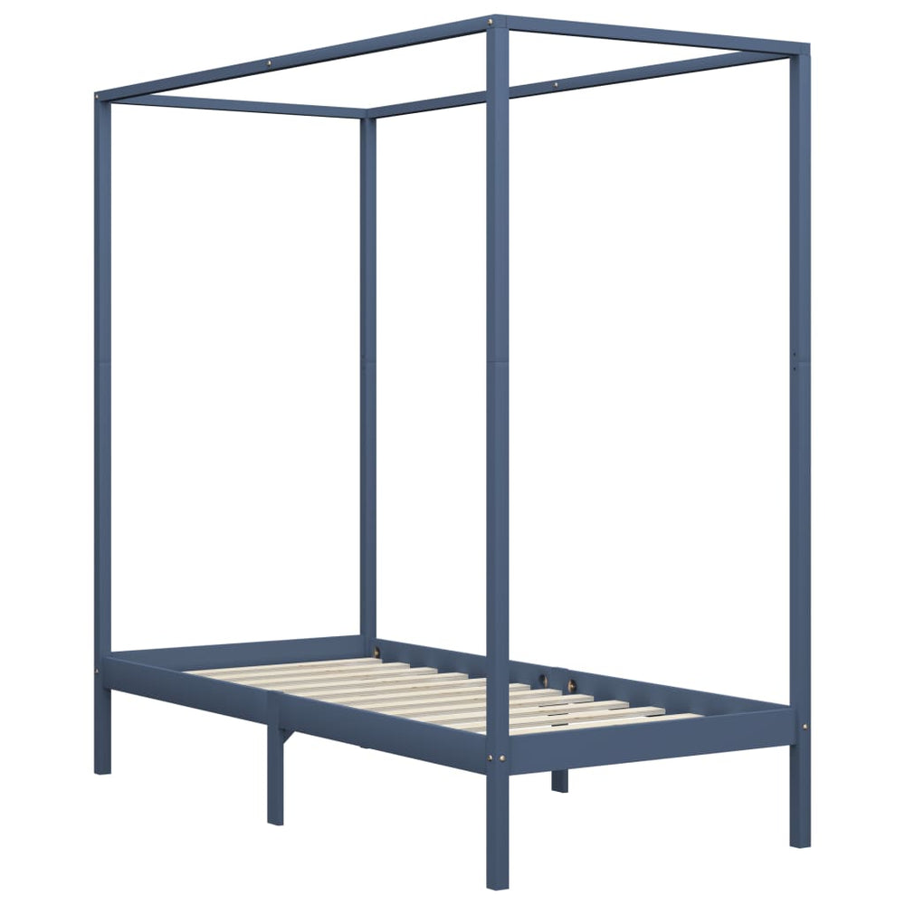 vidaXL Canopy Bed Frame Grey Solid Pine Wood 100 x 200 cm