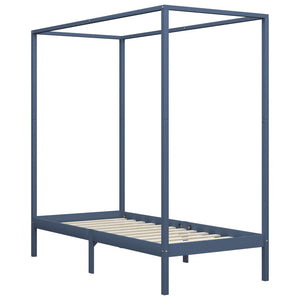 vidaXL Canopy Bed Frame Grey Solid Pine Wood 100 x 200 cm
