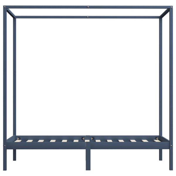 vidaXL Canopy Bed Frame Grey Solid Pine Wood 100 x 200 cm