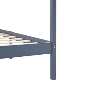 vidaXL Canopy Bed Frame Grey Solid Pine Wood 100 x 200 cm