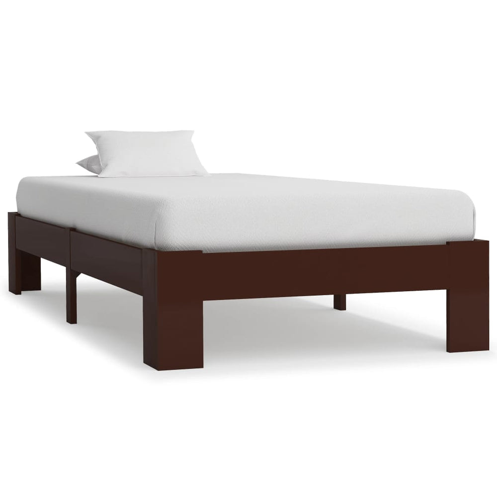 vidaXL Solid Wood Bed Dark Brown Pine 90x200 cm
