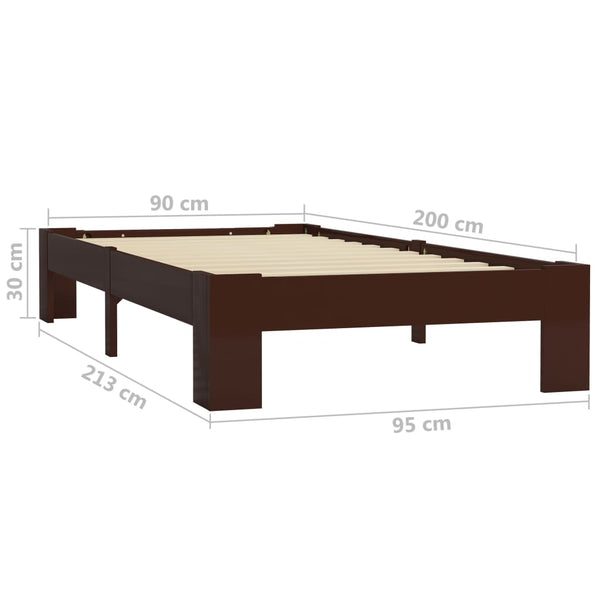vidaXL Solid Wood Bed Dark Brown Pine 90x200 cm