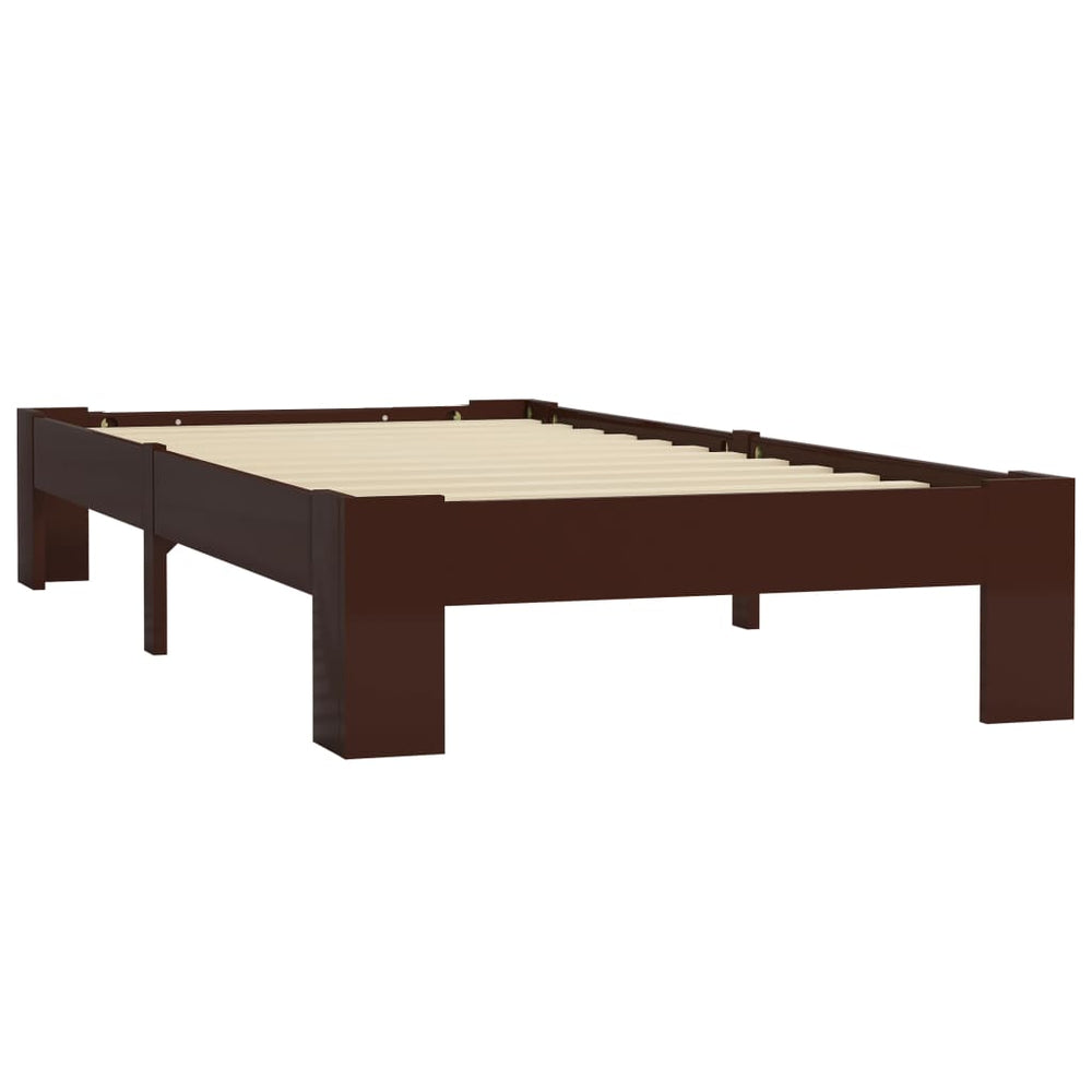 vidaXL Solid Wood Bed Dark Brown Pine 100x200 cm