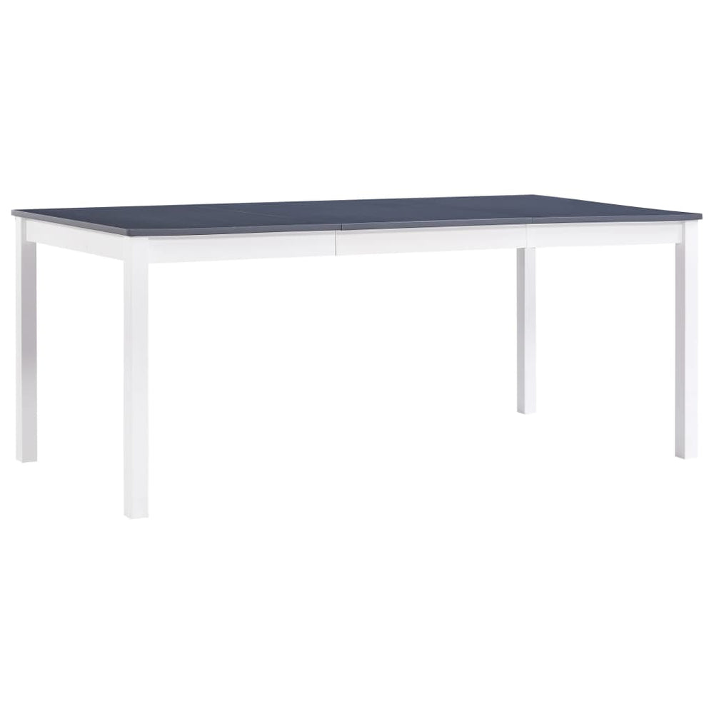 vidaXL Dining Table White and Grey 180x90x73 cm Pine Wood
