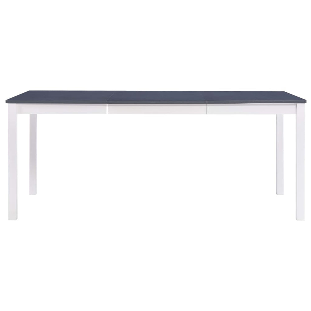 vidaXL Dining Table White and Grey 180x90x73 cm Pine Wood