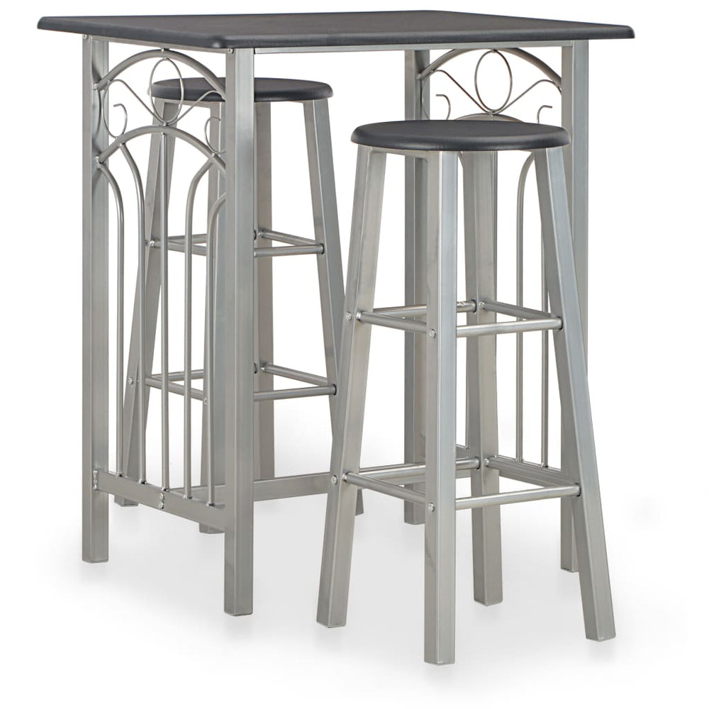 vidaXL 3-Piece Bar Set Wood and Steel Black