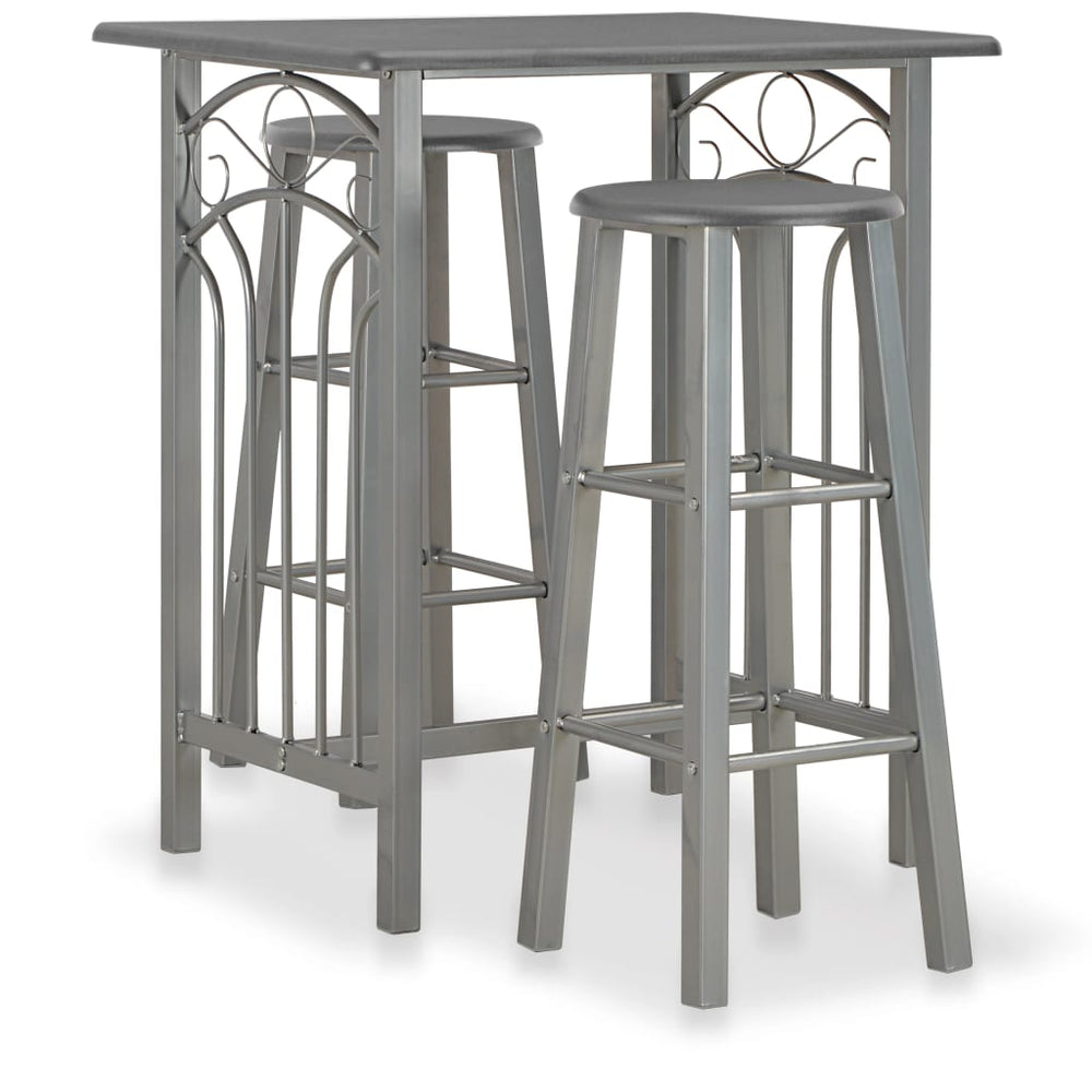 vidaXL 3-Piece Bar Set Wood and Steel Anthracite