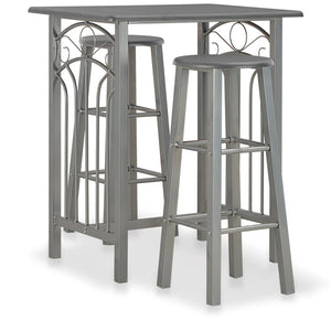 vidaXL 3-Piece Bar Set Wood and Steel Anthracite