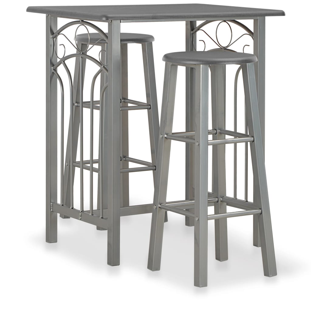 vidaXL 3-Piece Bar Set Wood and Steel Anthracite