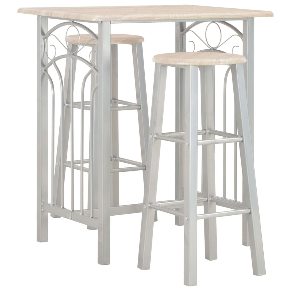 vidaXL 3-Piece Bar Set Wood and Steel