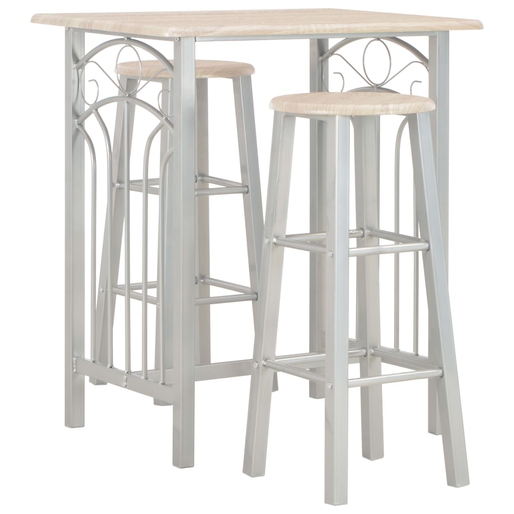 vidaXL 3-Piece Bar Set Wood and Steel