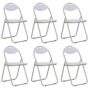 vidaXL Folding Dining Chairs 6 pcs White Faux Leather