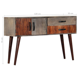 vidaXL Console Table Grey 120 x 35 x 75 cm Solid Mango Wood