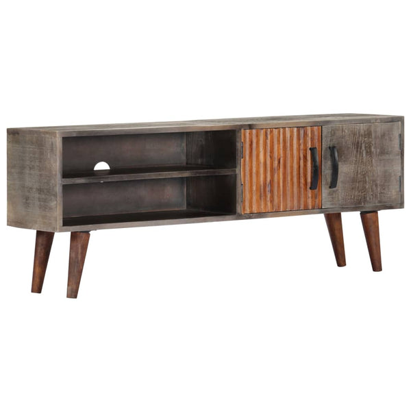 vidaXL TV Cabinet Grey 130x30x46 cm Rough Solid Mango Wood