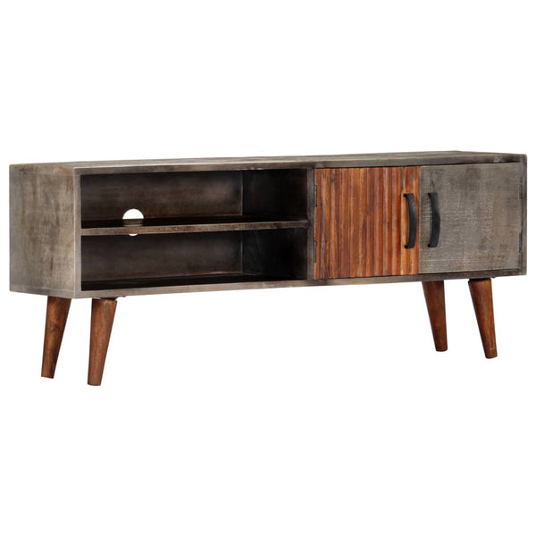 vidaXL TV Cabinet Grey 130x30x46 cm Rough Solid Mango Wood