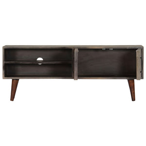 vidaXL TV Cabinet Grey 130x30x46 cm Rough Solid Mango Wood