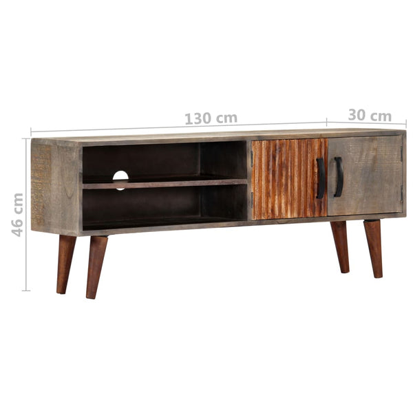vidaXL TV Cabinet Grey 130x30x46 cm Rough Solid Mango Wood