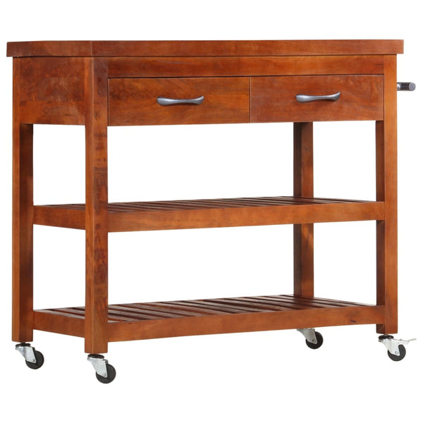 vidaXL Serving Trolley 100x48x89 cm Solid Acacia Wood