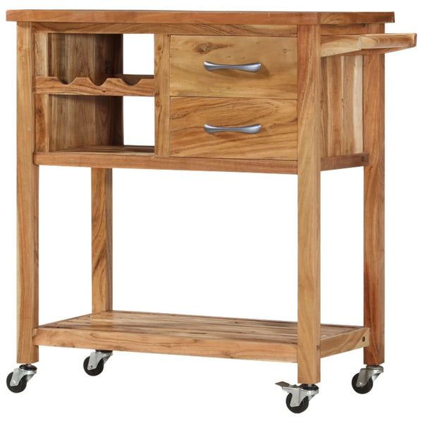 vidaXL Serving Cart 80x45x91 cm Solid Acacia Wood