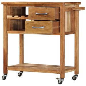 vidaXL Serving Cart 80x45x91 cm Solid Acacia Wood