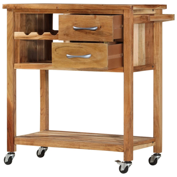 vidaXL Serving Cart 80x45x91 cm Solid Acacia Wood