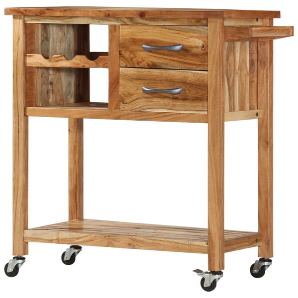 vidaXL Serving Cart 80x45x91 cm Solid Acacia Wood