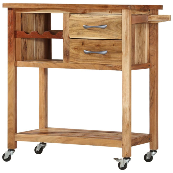 vidaXL Serving Cart 80x45x91 cm Solid Acacia Wood