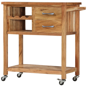 vidaXL Serving Cart 80x45x91 cm Solid Acacia Wood