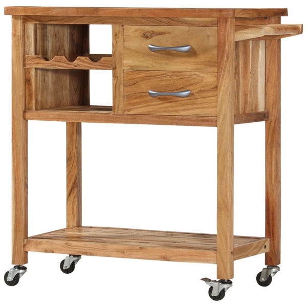 vidaXL Serving Cart 80x45x91 cm Solid Acacia Wood