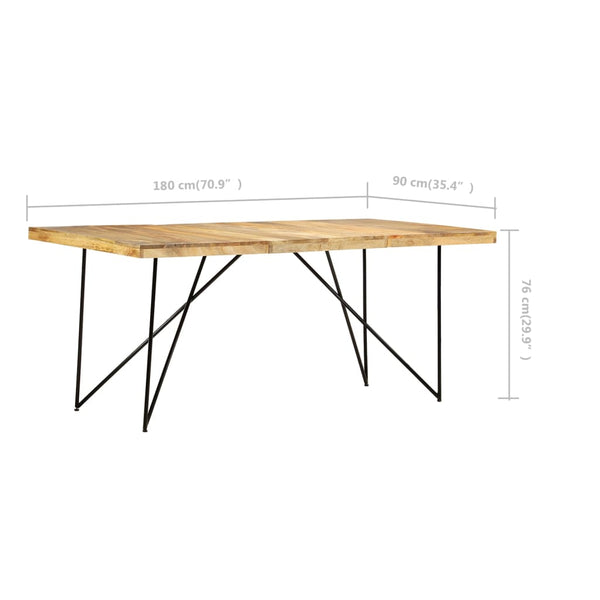 vidaXL Dining Table 180×90×76 cm Solid Mango Wood